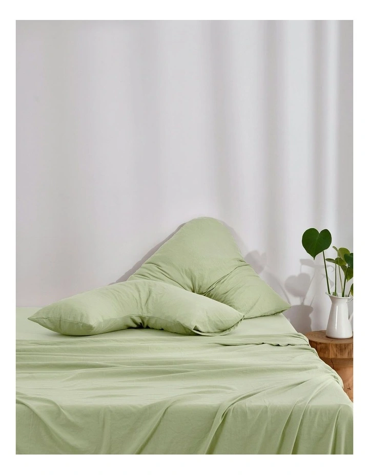 Superfine Washed Microfibre V-Shape Pillowcase Twin Pack in Sage Green image 5