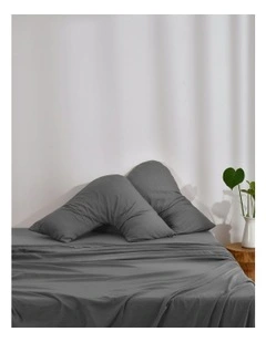 Superfine Washed Microfibre V-Shape Pillowcase Twin Pack in Charcoal