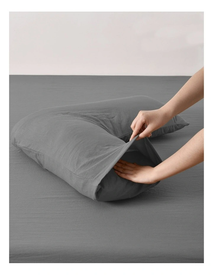 Superfine Washed Microfibre V-Shape Pillowcase Twin Pack in Charcoal image 3