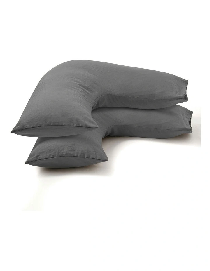 Superfine Washed Microfibre V-Shape Pillowcase Twin Pack in Charcoal image 4