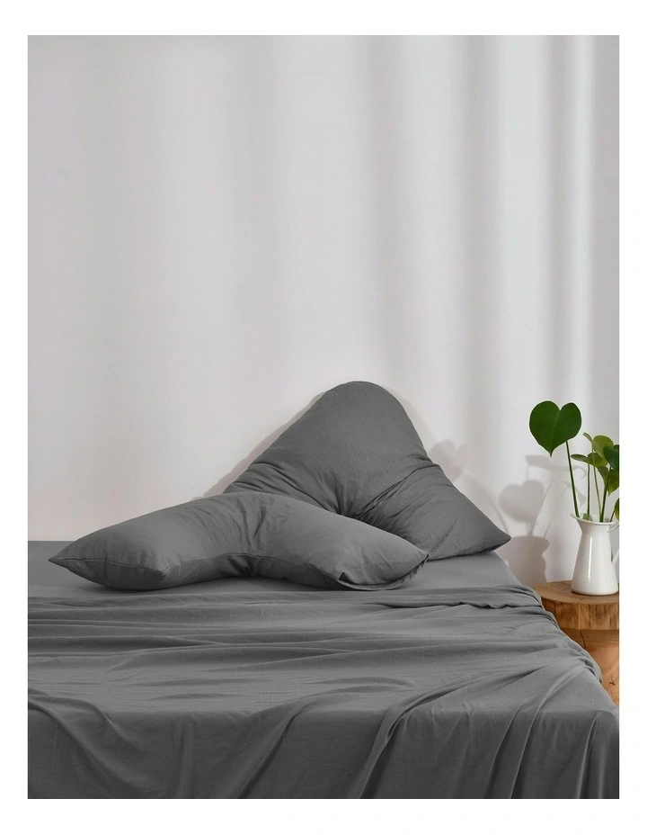 Superfine Washed Microfibre V-Shape Pillowcase Twin Pack in Charcoal image 5
