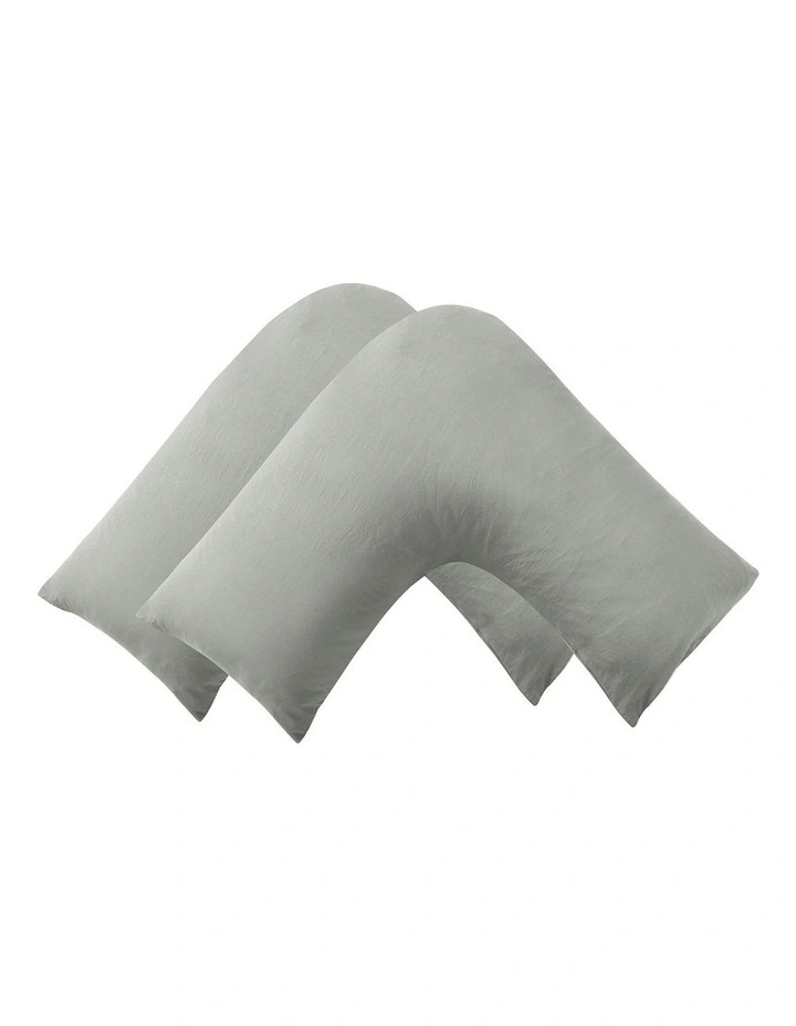 Superfine Washed Microfibre V-Shape Pillowcase Twin Pack in Dove Grey image 2