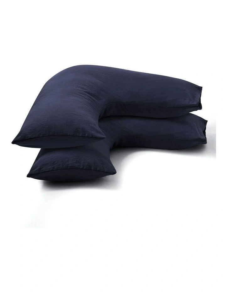 Superfine Washed Microfibre V-Shape Pillowcase Twin Pack in Navy image 4