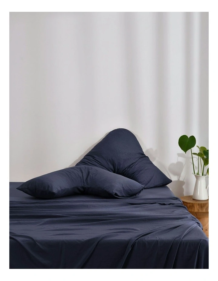 Superfine Washed Microfibre V-Shape Pillowcase Twin Pack in Navy image 5