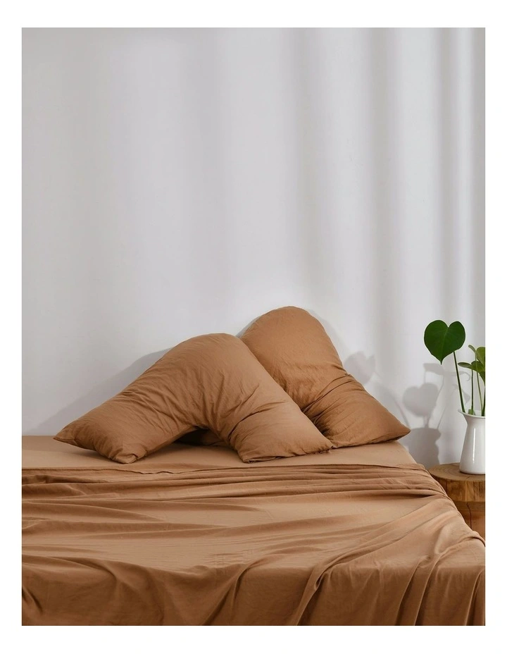 Superfine Washed Microfibre V-Shape Pillowcase Twin Pack in Rust image 1