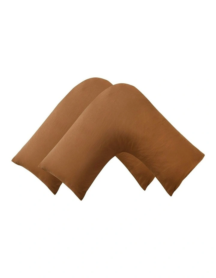 Superfine Washed Microfibre V-Shape Pillowcase Twin Pack in Rust image 2