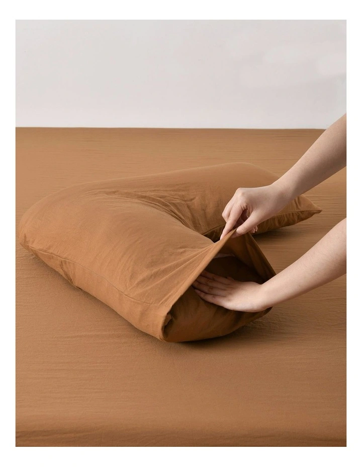 Superfine Washed Microfibre V-Shape Pillowcase Twin Pack in Rust image 3