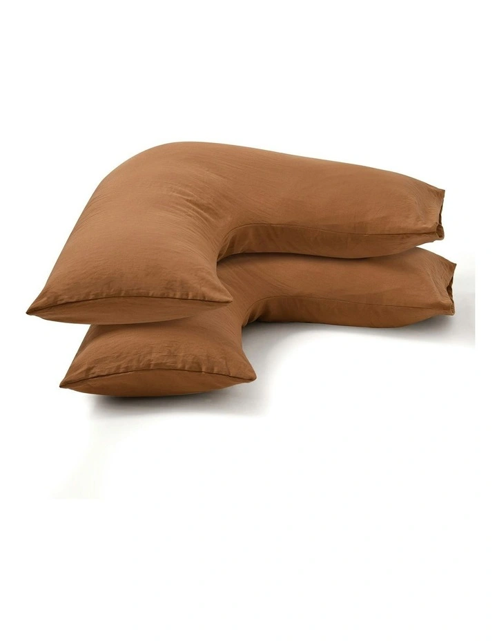 Superfine Washed Microfibre V-Shape Pillowcase Twin Pack in Rust image 4