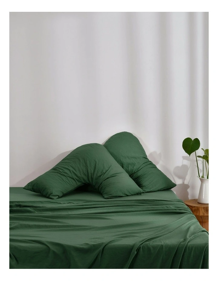 Superfine Washed Microfibre V-Shape Pillowcase Twin Pack in Hunter Green image 1
