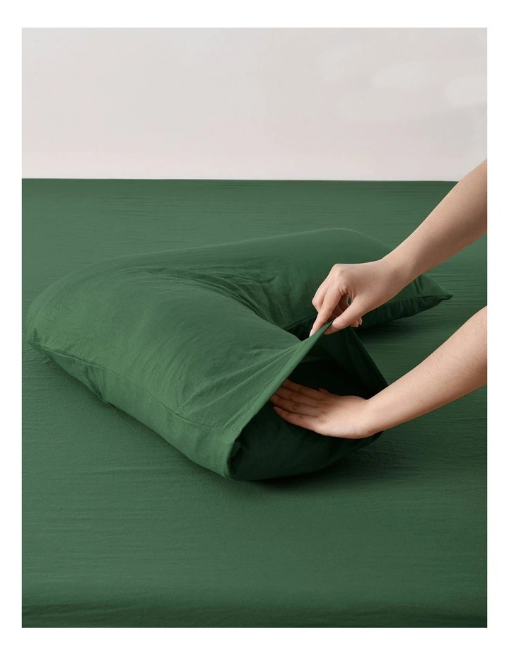 Superfine Washed Microfibre V-Shape Pillowcase Twin Pack in Hunter Green image 3