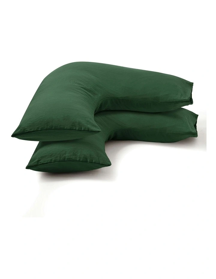 Superfine Washed Microfibre V-Shape Pillowcase Twin Pack in Hunter Green image 4