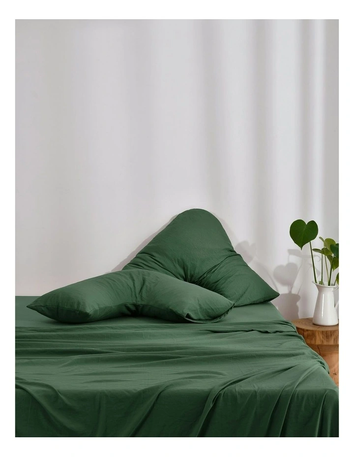 Superfine Washed Microfibre V-Shape Pillowcase Twin Pack in Hunter Green image 5