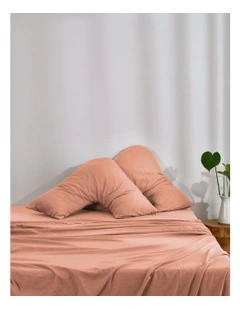 Superfine Washed Microfibre V-Shape Pillowcase Twin Pack in Pink Clay