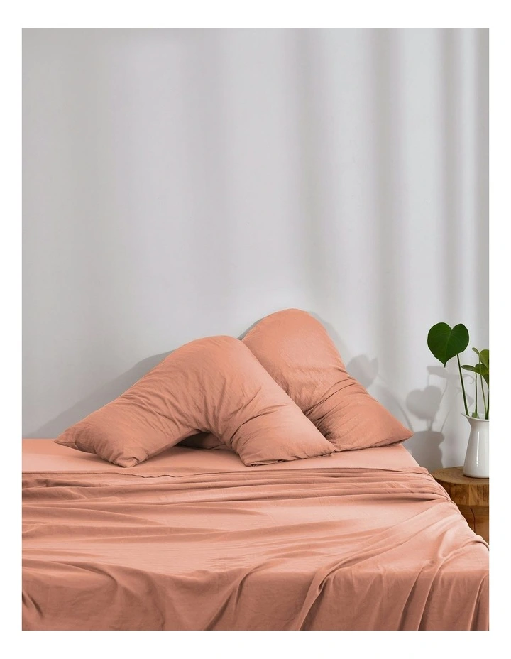 Superfine Washed Microfibre V-Shape Pillowcase Twin Pack in Pink Clay image 1