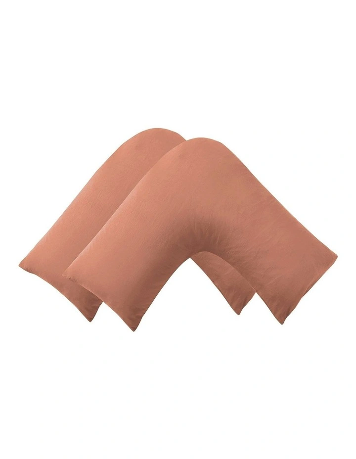 Superfine Washed Microfibre V-Shape Pillowcase Twin Pack in Pink Clay image 2