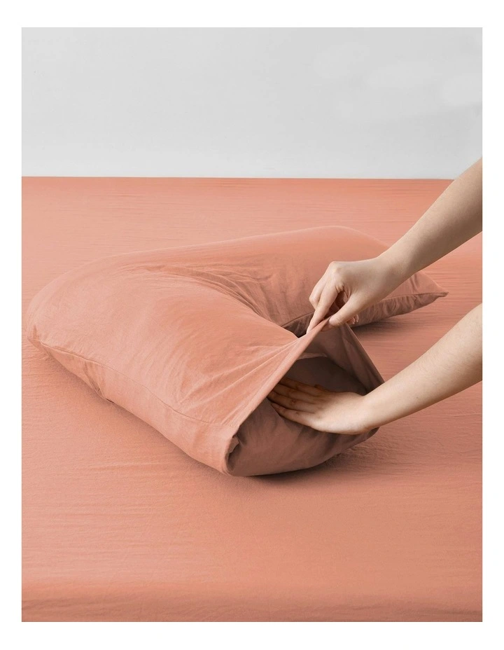 Superfine Washed Microfibre V-Shape Pillowcase Twin Pack in Pink Clay image 3
