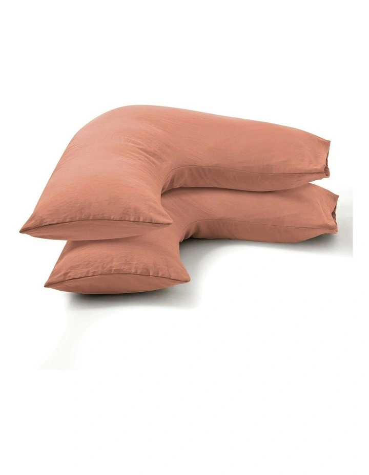 Superfine Washed Microfibre V-Shape Pillowcase Twin Pack in Pink Clay image 4