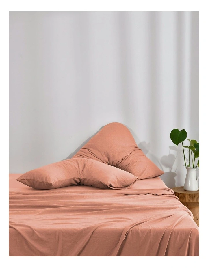 Superfine Washed Microfibre V-Shape Pillowcase Twin Pack in Pink Clay image 5