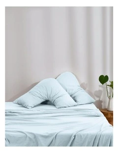 Superfine Washed Microfibre V-Shape Pillowcase Twin Pack in Ice Blue