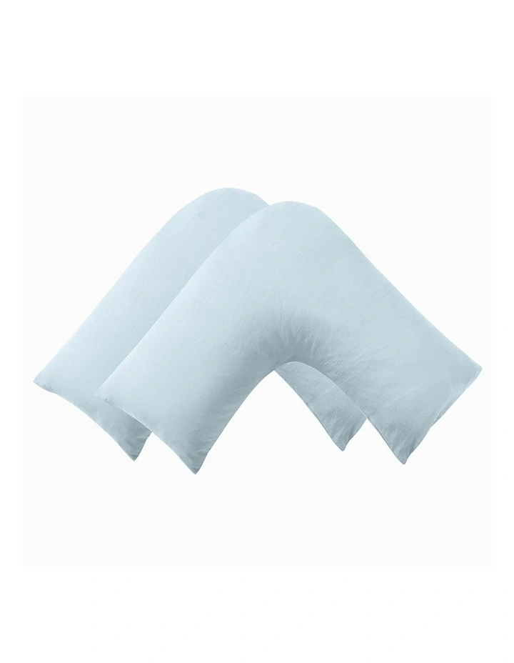Superfine Washed Microfibre V-Shape Pillowcase Twin Pack in Ice Blue image 2