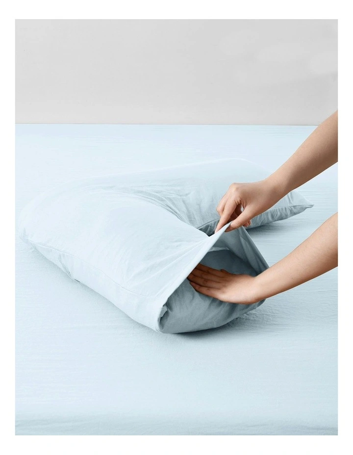 Superfine Washed Microfibre V-Shape Pillowcase Twin Pack in Ice Blue image 3