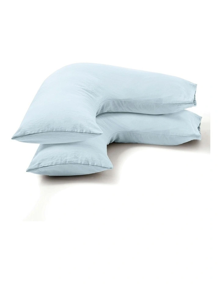 Superfine Washed Microfibre V-Shape Pillowcase Twin Pack in Ice Blue image 4