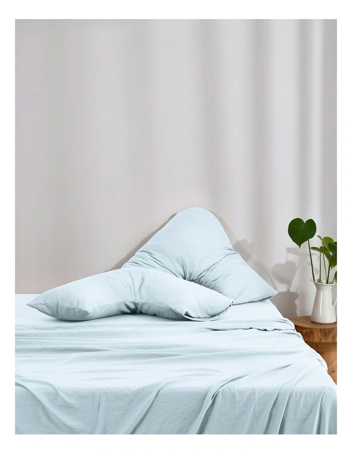 Superfine Washed Microfibre V-Shape Pillowcase Twin Pack in Ice Blue image 5