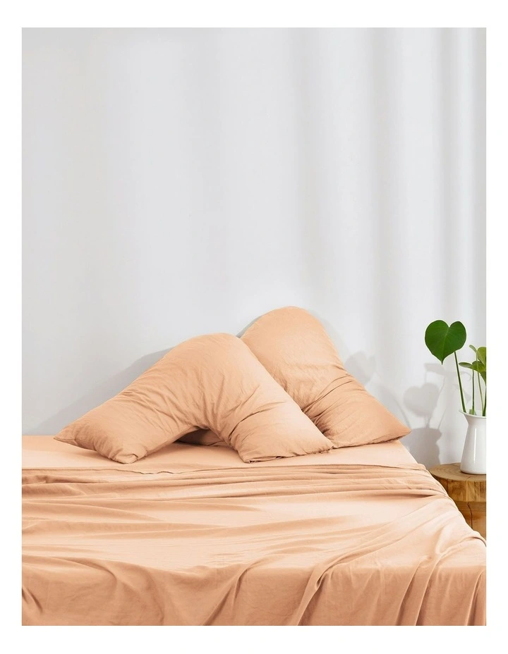 Superfine Washed Microfibre V-Shape Pillowcase Twin Pack in Peach image 1