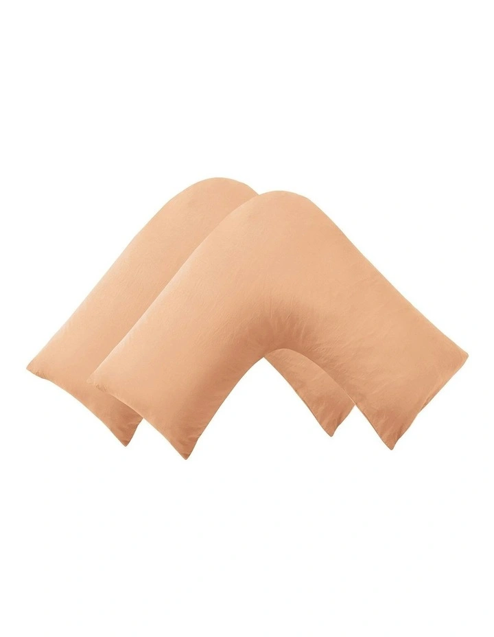 Superfine Washed Microfibre V-Shape Pillowcase Twin Pack in Peach image 2