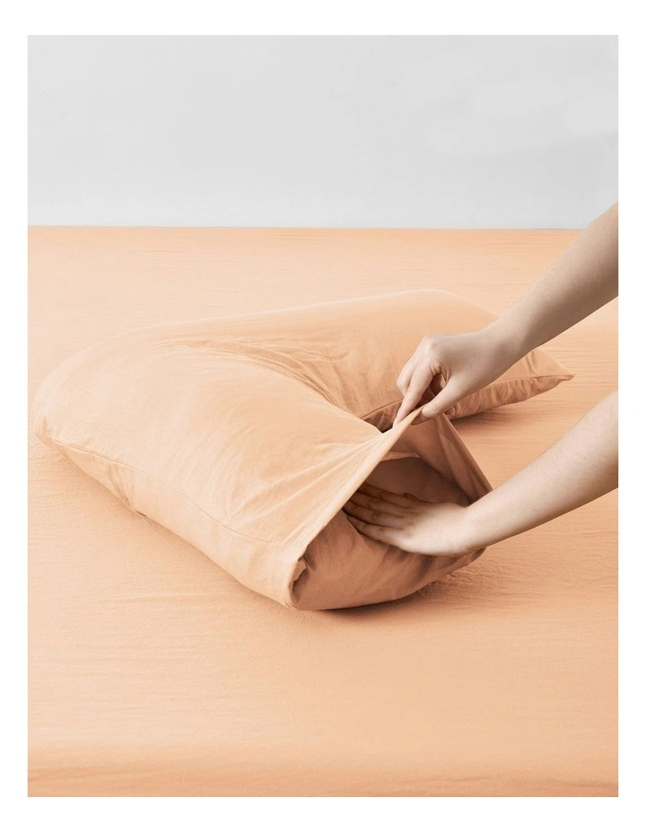 Superfine Washed Microfibre V-Shape Pillowcase Twin Pack in Peach image 3