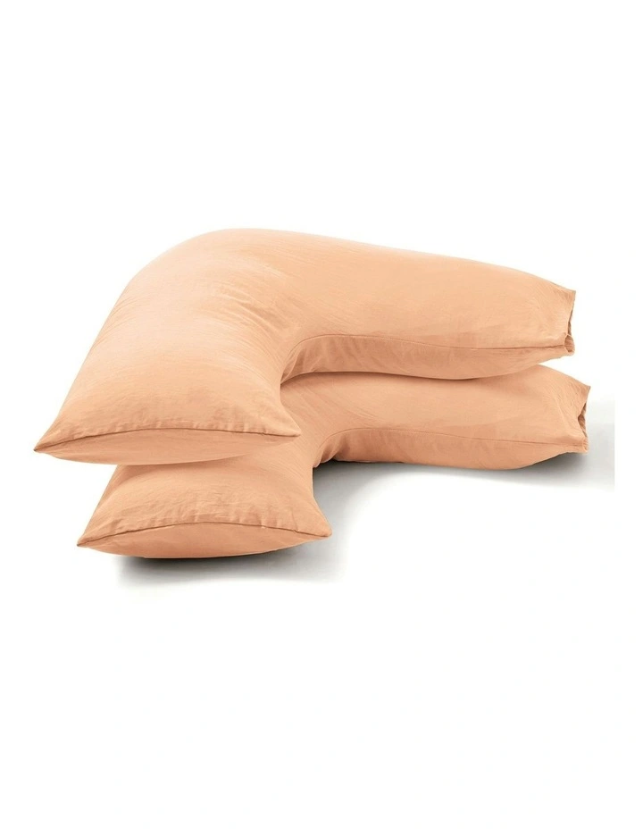 Superfine Washed Microfibre V-Shape Pillowcase Twin Pack in Peach image 4