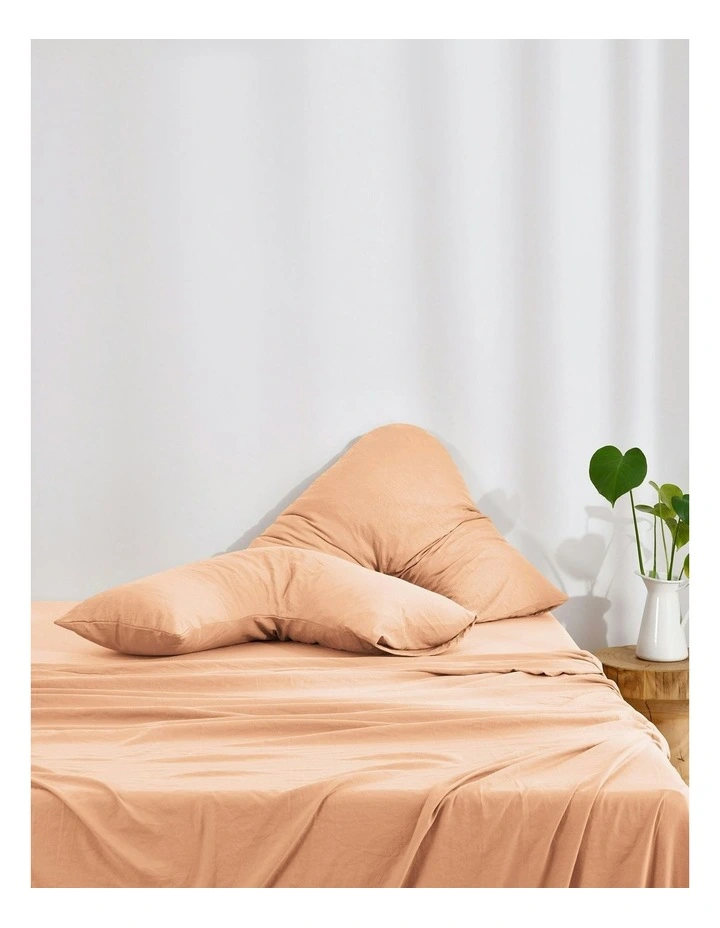 Superfine Washed Microfibre V-Shape Pillowcase Twin Pack in Peach image 5