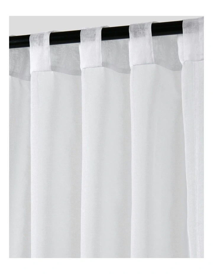 Kirra Sheer Concealed Tab Top Curtain Twin Pack in White image 5