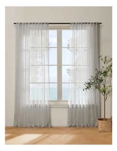 Kirra Sheer Concealed Tab Top Curtain Twin Pack in Ash
