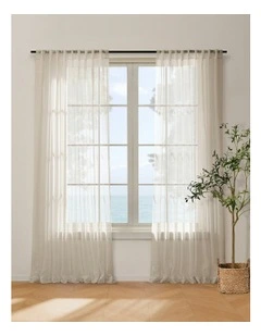 Kirra Sheer Concealed Tab Top Curtain Twin Pack in Sand