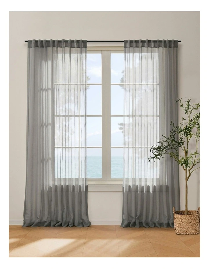Kirra Sheer Concealed Tab Top Curtain Twin Pack in Slate image 1