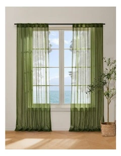 Kirra Sheer Concealed Tab Top Curtain Twin Pack in Olive