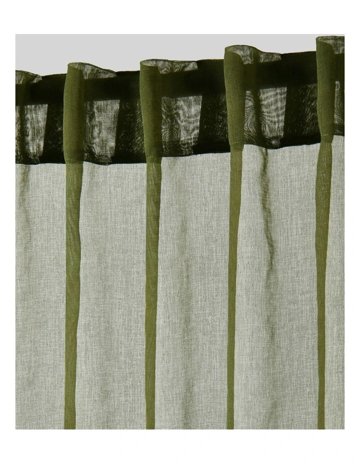 Kirra Sheer Concealed Tab Top Curtain Twin Pack in Olive image 2
