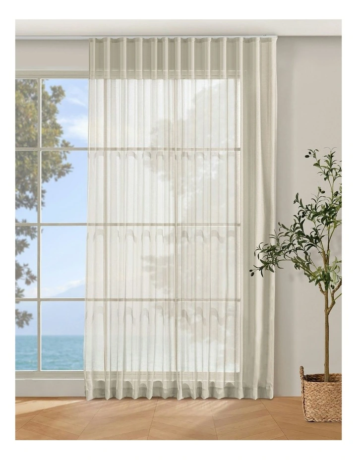 Kirra Sheer S-Fold Curtain Track Fits 140cm in Sand image 1