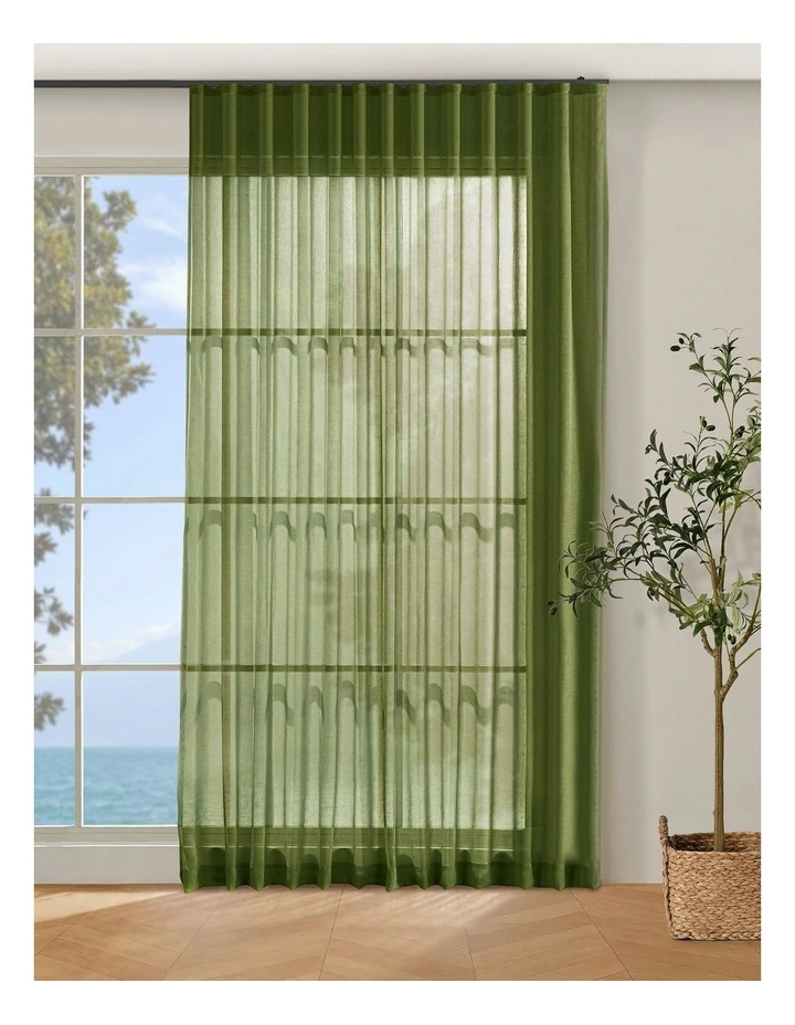 Kirra Sheer S-Fold Curtain Track Fits 140cm in Olive image 1