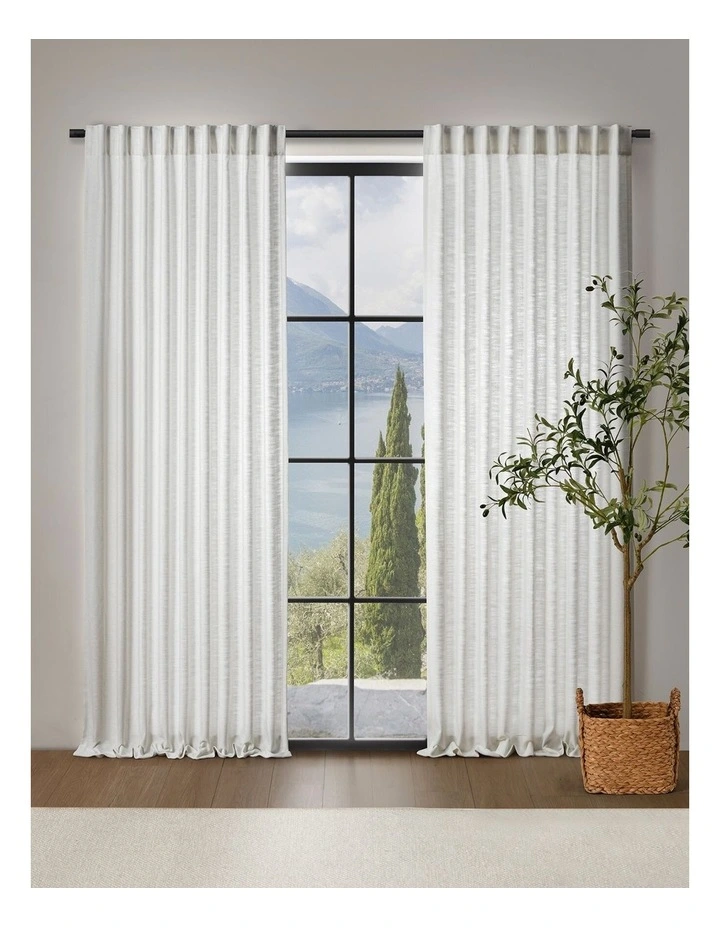 Adria Light Filtering Polyester/Linen Blend Concealed Tab Top Curtain 2 Pack in Snow image 1