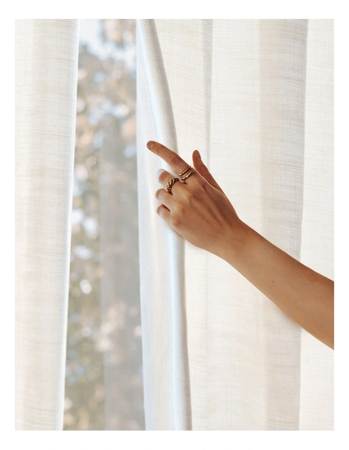 Adria Light Filtering Polyester/Linen Blend Concealed Tab Top Curtain 2 Pack in Snow image 2