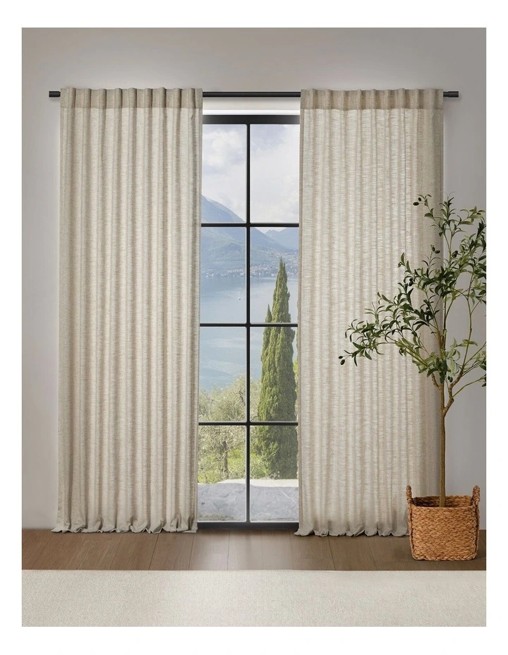 Adria Light Filtering Concealed Tab Top Curtain Twin Pack 90x223cm in Linen image 1