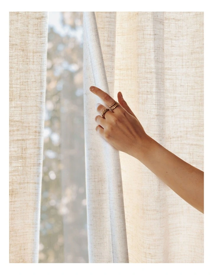 Adria Light Filtering Concealed Tab Top Curtain Twin Pack 90x223cm in Linen image 2