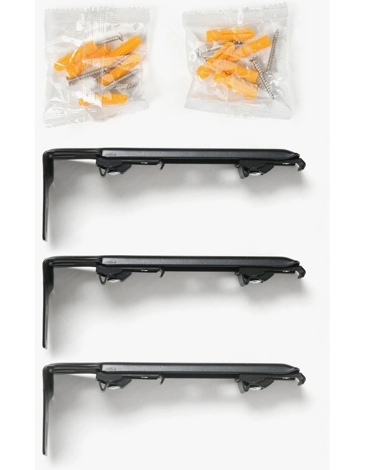Mounted Double Bracket S-Fold Curtain Track Wall 3 Pack in Black image 2