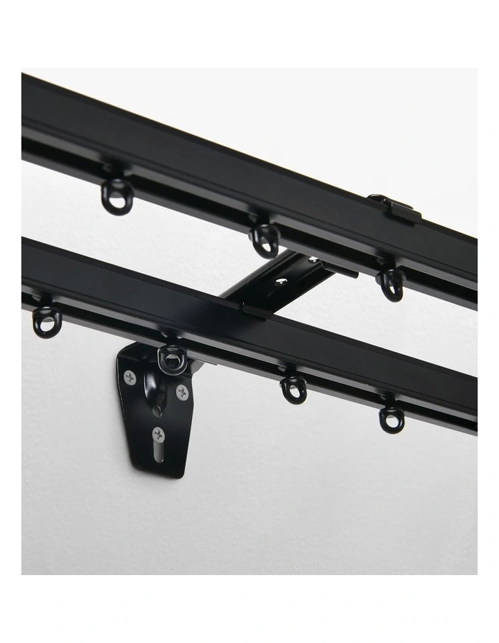 Mounted Double Bracket S-Fold Curtain Track Wall 3 Pack in Black image 4