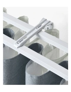 Wall Mounted Double Bracket S-Fold Curtain Track 3 Pack in White