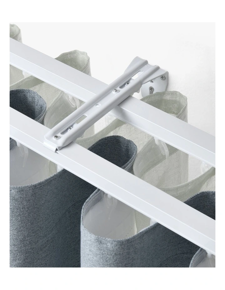 Wall Mounted Double Bracket S-Fold Curtain Track 3 Pack in White image 1