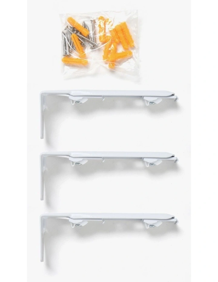 Wall Mounted Double Bracket S-Fold Curtain Track 3 Pack in White image 2
