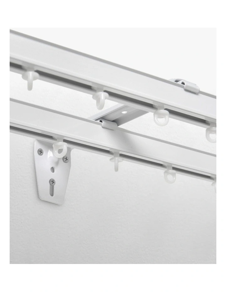 Wall Mounted Double Bracket S-Fold Curtain Track 3 Pack in White image 4
